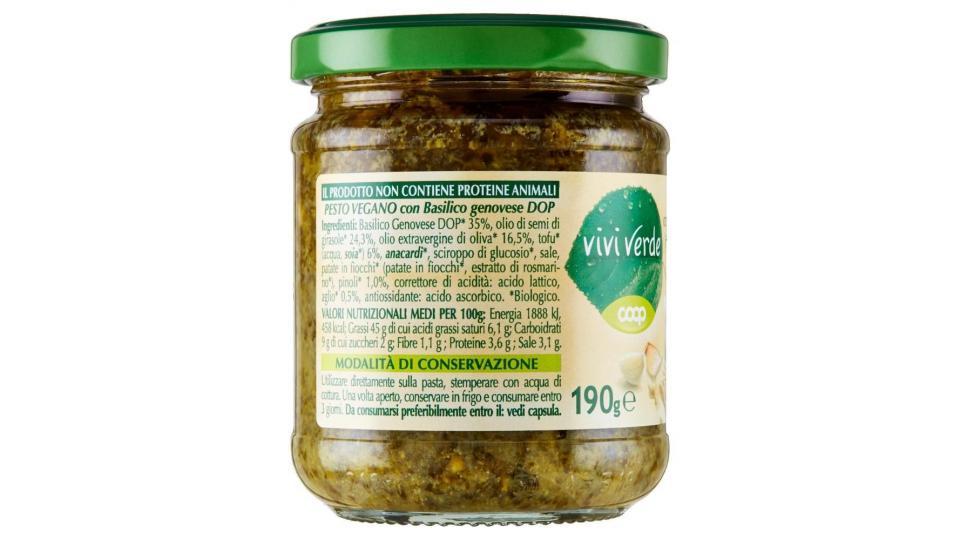 Pesto Vegano Con Basilico Genovese Dop Biologico