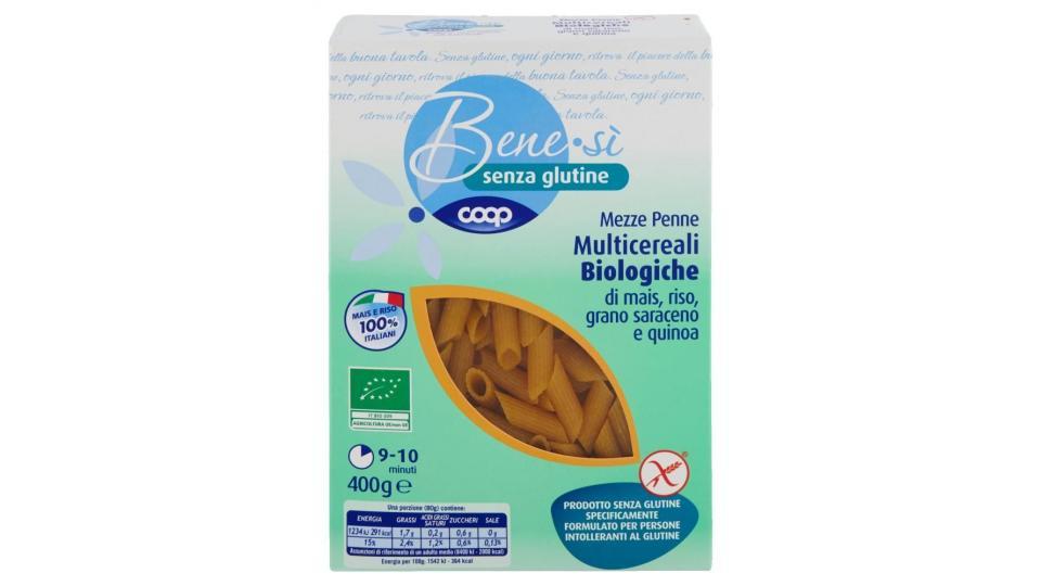 Senza Glutine Mezze Penne Multicereali Biologiche Di Mais, Riso, Grano Saraceno E Quinoa