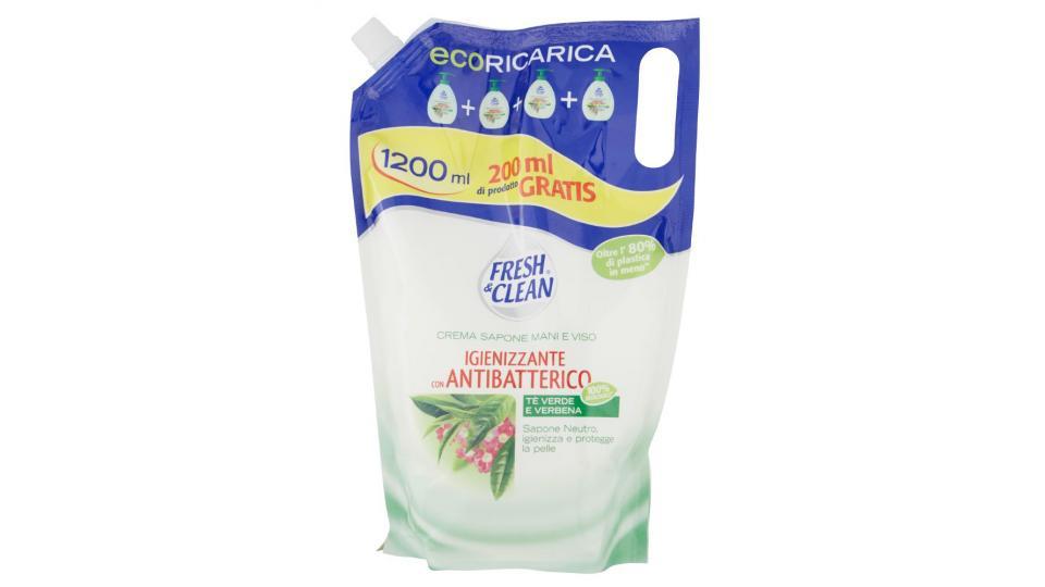 Fresh & Clean, Igienizzante con antibatterico Tè Verde e Verbena crema sapone ecoRicarica