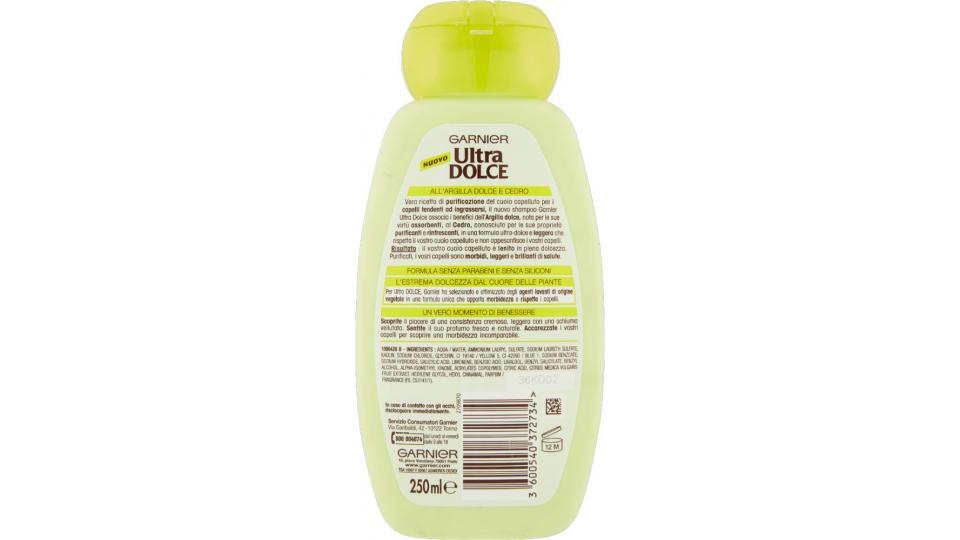 Garnier Ultra Dolce Argilla Dolce e Cedro Shampoo Purificante per Capelli Tendenti ad Ingrassarsi