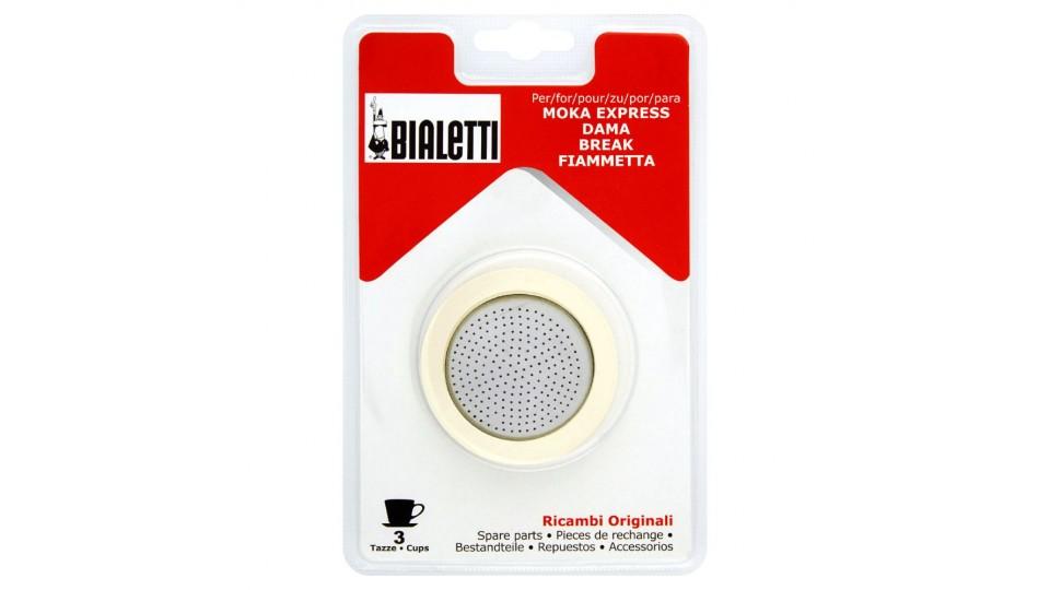 Bialetti, ricambi per Moka express, Dama, Break, Fiammetta 3 guarnizioni + 1 piastrina