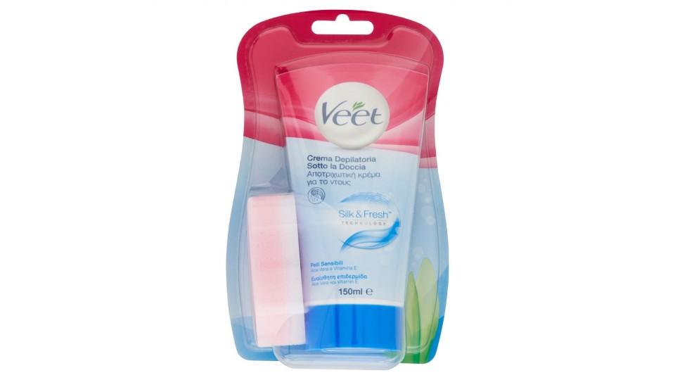 Veet, Silk & Fresh Technology pelli sensibili crema depilatoria sotto la doccia