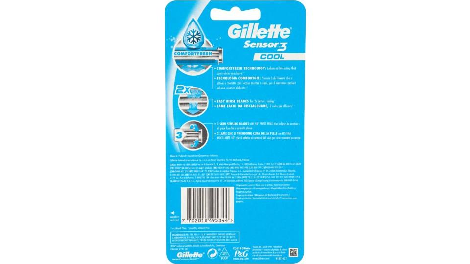 Gillette, Sensor3 Cool Rasoio da Uomo Usa e Getta - 3 rasoi +