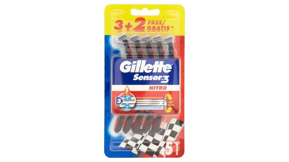 Gillette, Sensor3 Nitro Rasoio da Uomo Usa e Getta - 3 rasoi +