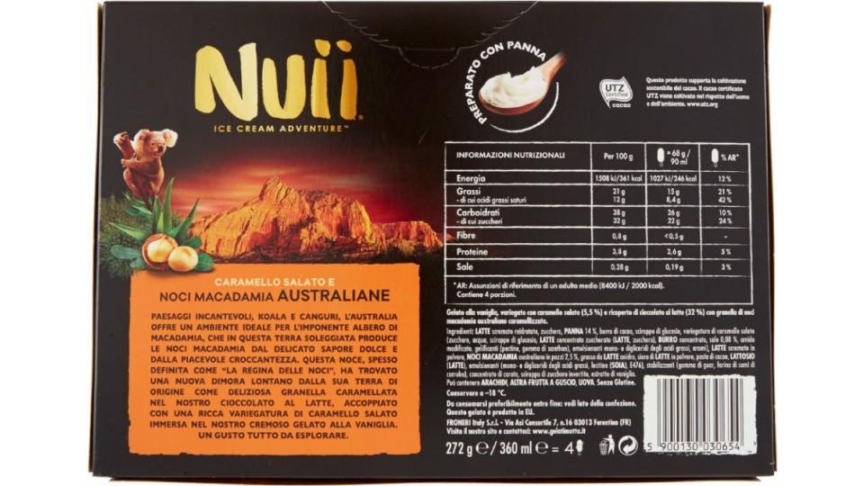 Nuii, caramello salato e noci macadamia australiane
