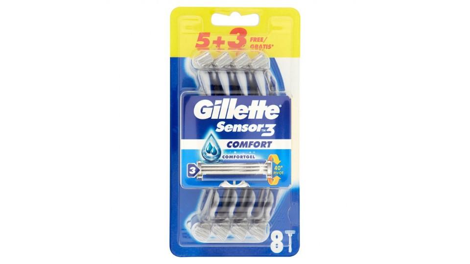 Gillette, Sensor3 Comfort Rasoio da Uomo Usa e Getta - 5 rasoi +