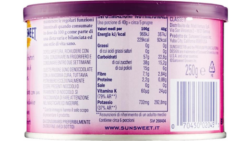 Sunsweet, prugne California premium denocciolate in tubo