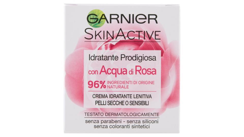 Garnier SkinActive Idratante Prodigiosa Crema idratante lenitiva con Acqua di Rosa, per pelli secche o sensibili
