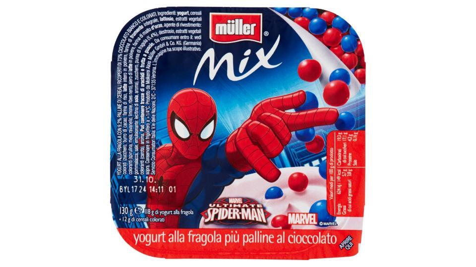 Müller, Mix yogurt alla fragola più palline al cioccolato Marvel Ultimate Spider-Man