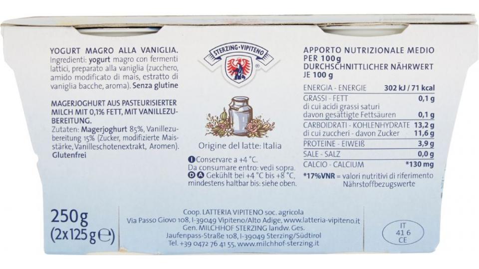 Sterzing Vipiteno, 0,1% grassi yogurt magro alla vaniglia