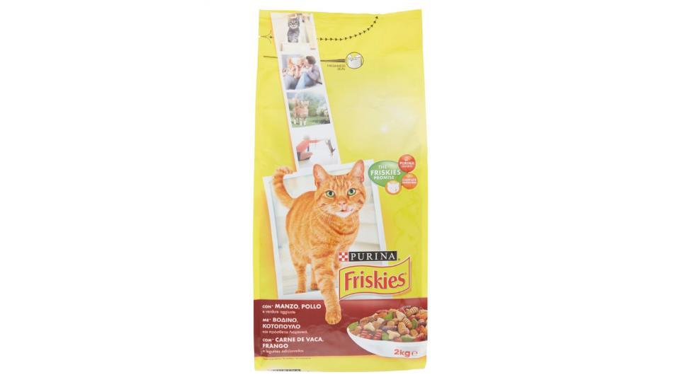 Purina, gatto Friskies crocchette Adult con manzo, pollo e verdure aggiunte