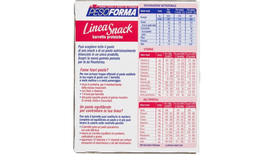 Pesoforma, Linea Snack con cereali mirtilli rossi e cioccolato