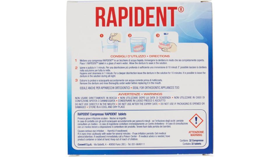 Rapident, compresse per la pulizia di protesi e dentiere