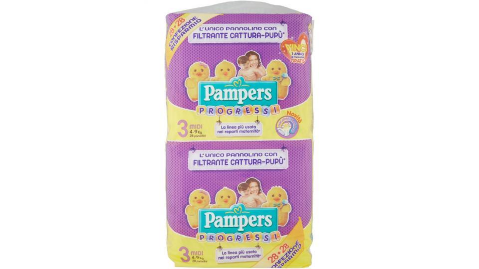 Pampers, Progressi taglia 3 midi (4-9 Kg) conf.