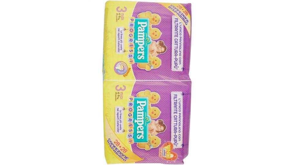 Pampers, Progressi taglia 3 midi (4-9 Kg) conf.