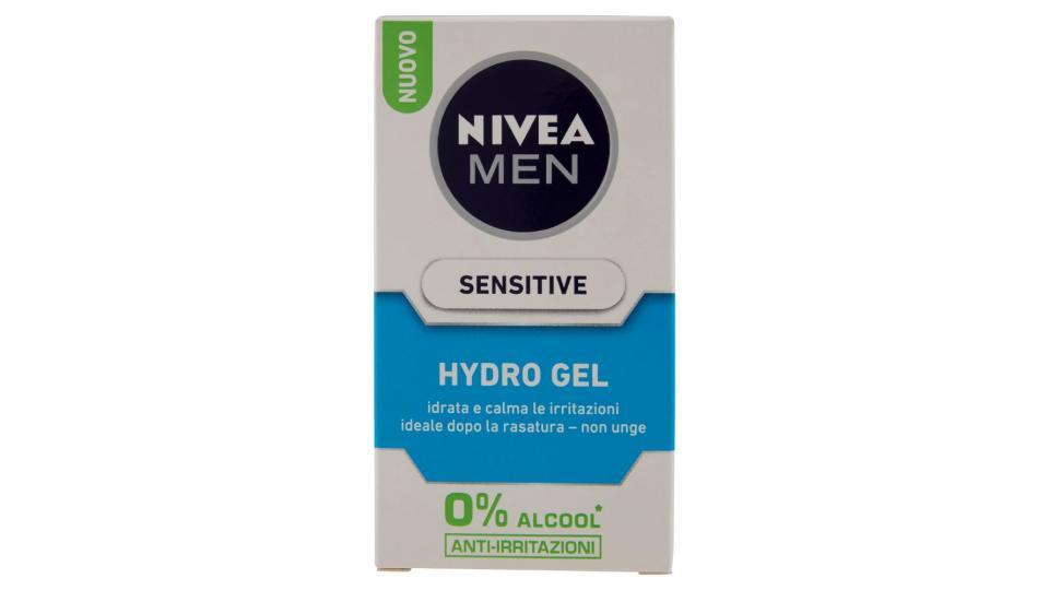 Nivea Men Hydro Gel Sensitive idrata e calma le irritazioni, ideale dopo la rasatura, 0% alcool