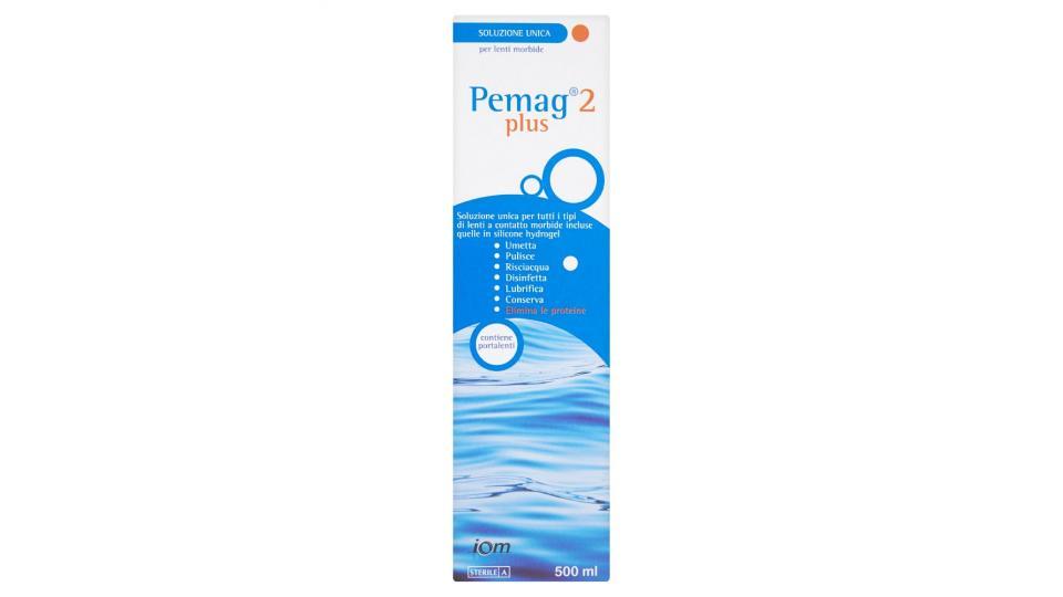 Pemag 2 Plus Soluzione unica per tutti i tipi di lenti a contatto morbide incluse quelle in silicone hydrogel, contiene portalenti