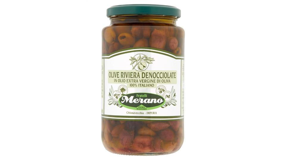 Fratelli Merano, olive riviera denocciolate in olio extra vergine di oliva 100% italiano