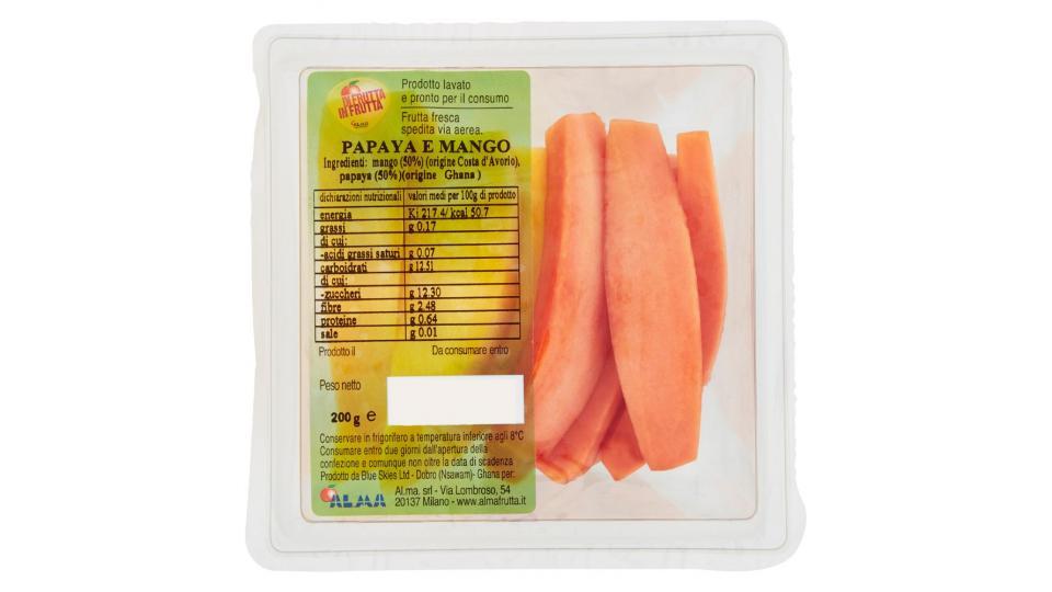 Papaya e mango a fette