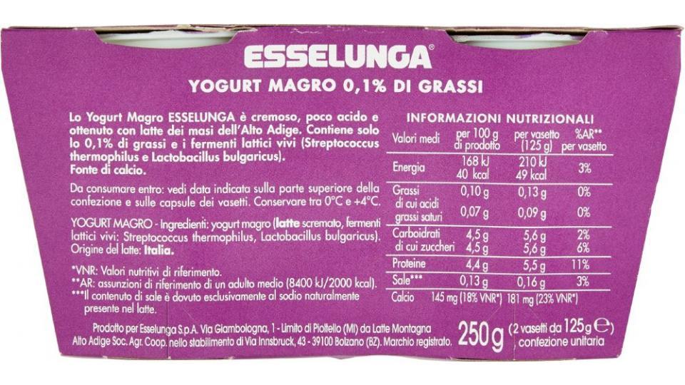 Esselunga, yogurt magro 0,1% di grassi bianco