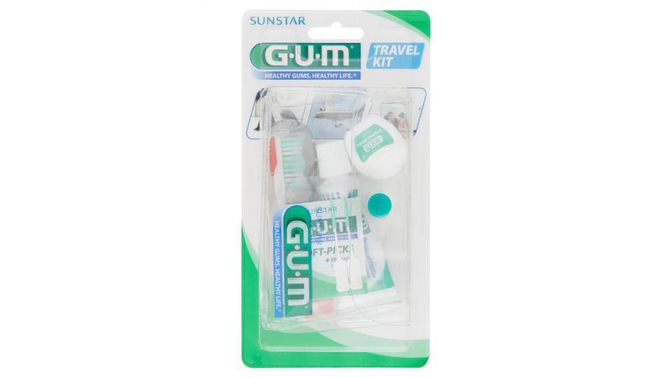 Gum, Travel kit dentifricio+spazzolino+filo interdentale+soft picks