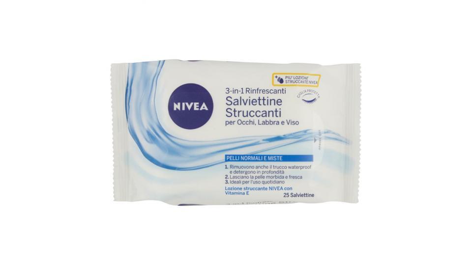 Nivea, 3-in-1 salviettine struccanti rinfrescanti pelli normali e miste