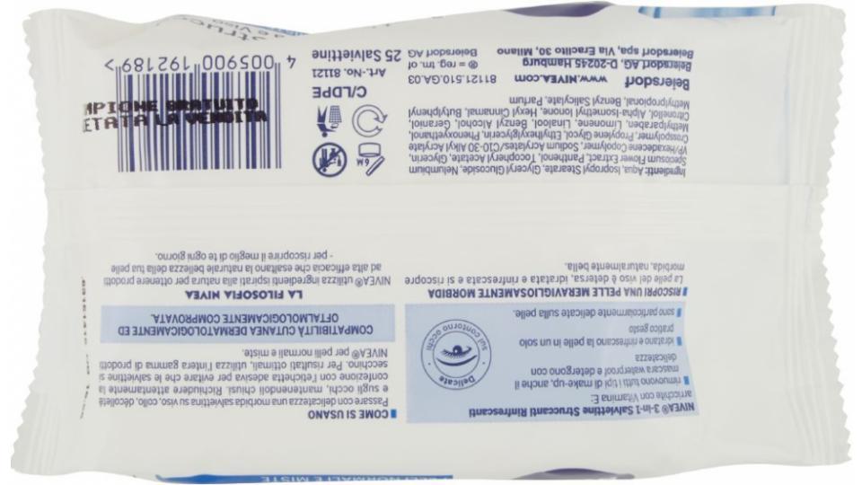 Nivea, 3-in-1 salviettine struccanti rinfrescanti pelli normali e miste