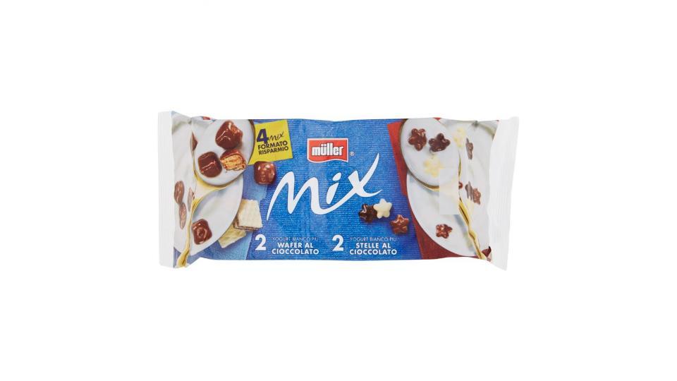 Müller, Mix 2 yogurt bianco più stelle al cioccolato 2 yogurt bianco più wafer al cioccolato