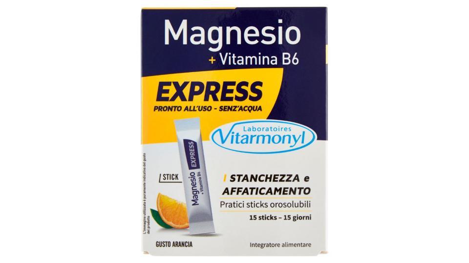 Laboratoires Vitarmonyl, Magnesio + Vitamina B6 Express 15 sticks