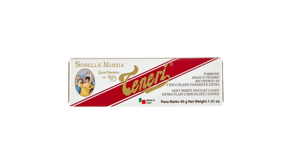 Sorelle Nurzia Teneri Torrone Bianco Tenero Ricoperto di Cioccolato Fondente Extra