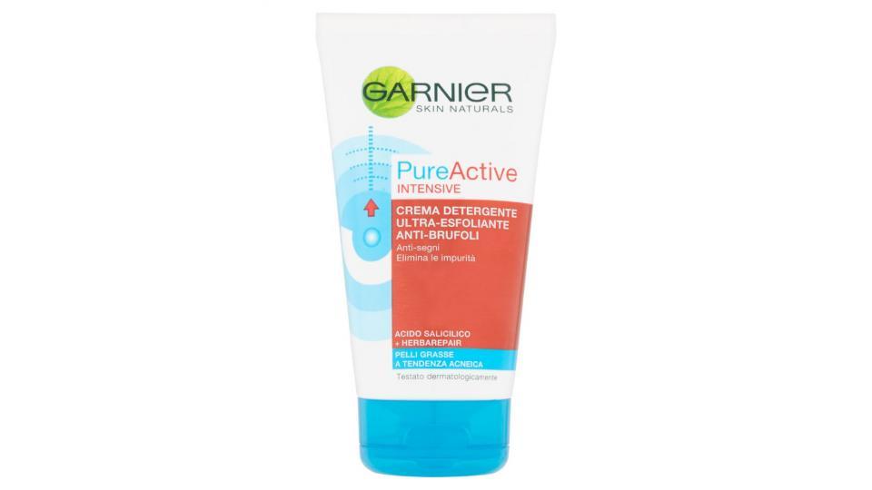 Garnier, Skin Naturals PureActive Intensive crema detergente ultra-esfoliante anti-brufoli pelli grasse