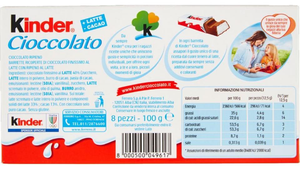 Kinder, Cioccolato conf.