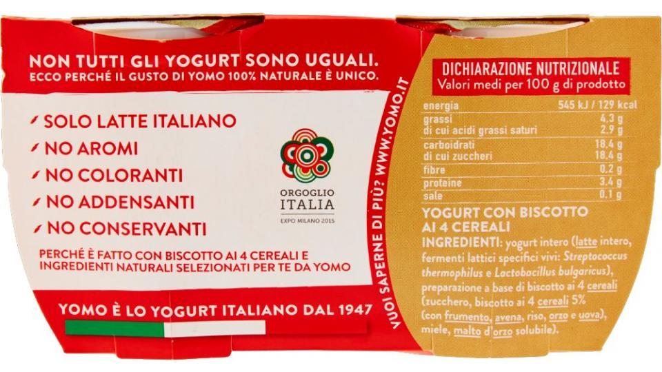 Yomo, yogurt 100% Naturale al biscotto 4 cereali