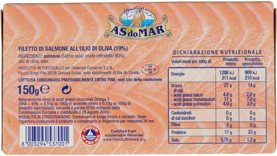 Asdomar - Filetti Di Salmone, All'Olio Di Oliva