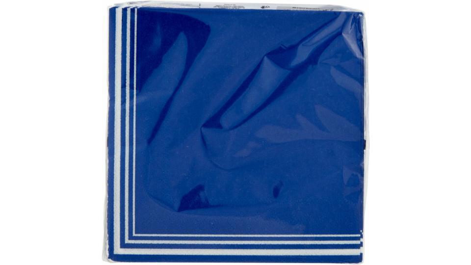 Tovaglioli di carta, colore blu con riga bianca, misura 25x25 cm