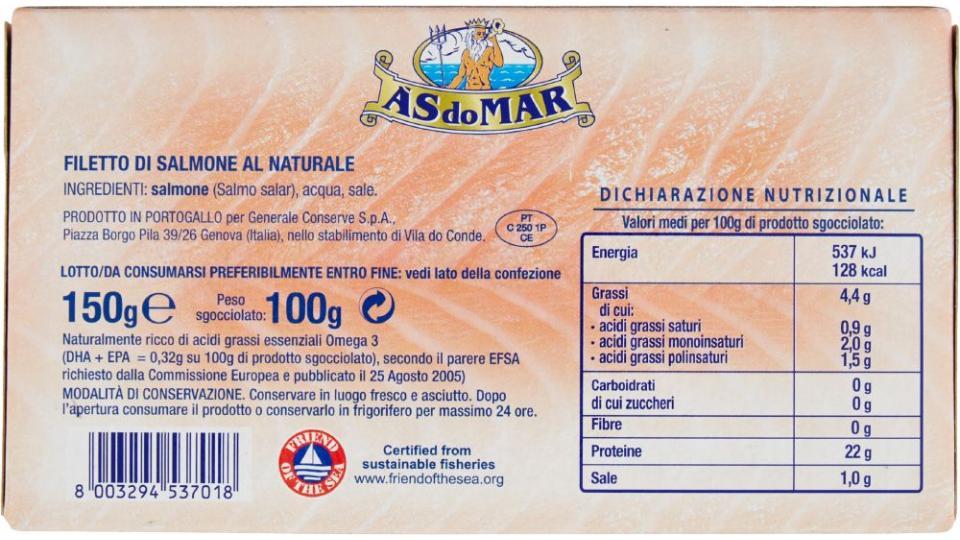 Asdomar - Filetti Di Salmone, Al Naturale