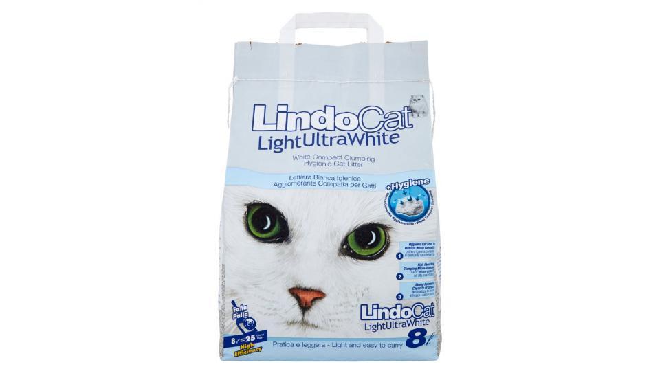 LindoCat Light Ultra White Lettiera Bianca Igienica Agglomerante Compatta per Gatti