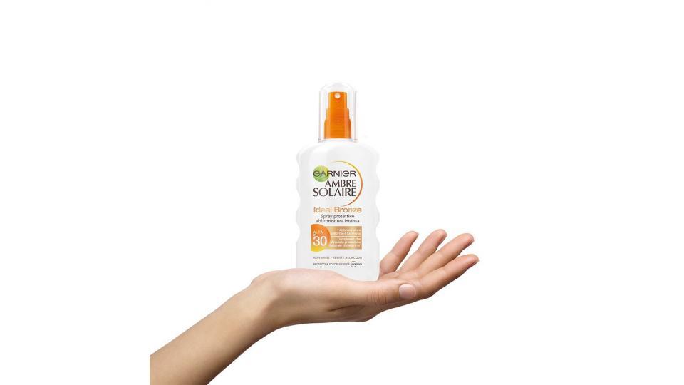 Garnier Ambre Solaire Ideal Bronze Protezione Solare, Spray Protettivo Abbronzatura Intensa IP 30