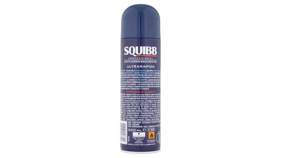 Squibb - Sciuma da Barba, Professional Anti-arrossamento, Formula Cremosa, Ultrarapida con Lanolina - 