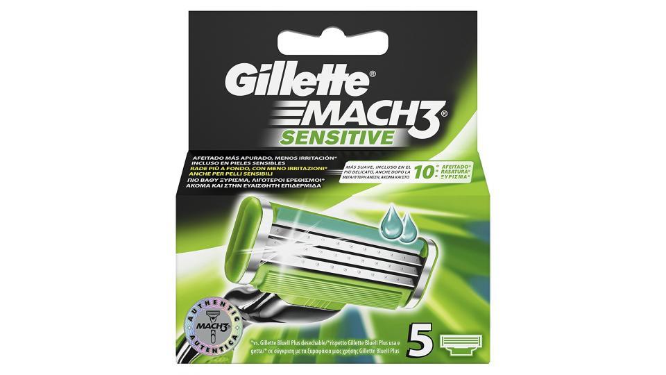 Gillette Mach3 Sensitive Lama di Ricambio per Rasoio da Uomo