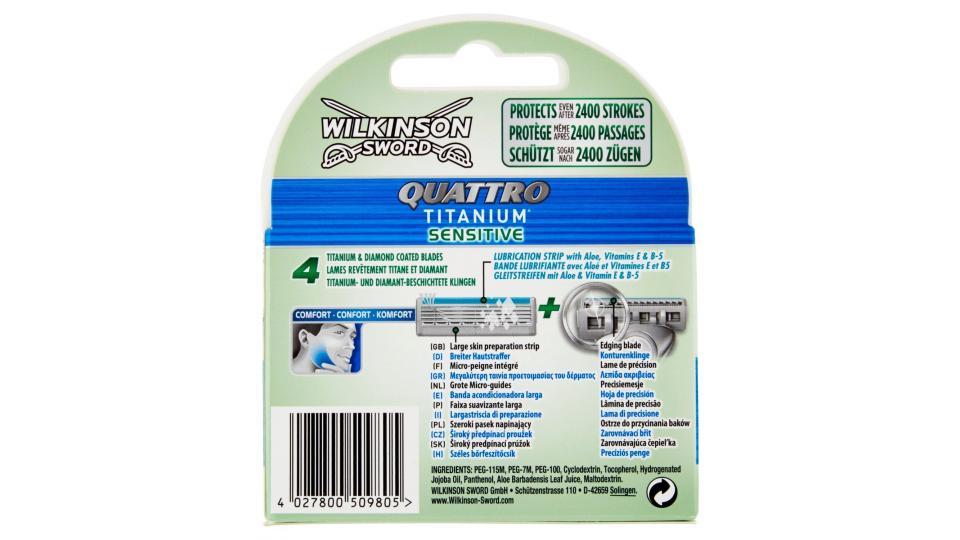 Wilkinson Sword 70050980 Lame da rasoio Quattro Titanium Sensitive