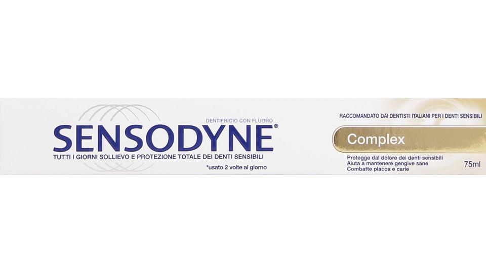Sensodyne - Dentifricio Complex, Con Fluoro, Tutti I Giorni Sollievo e ProtezioneTotale dei Denti Sensibili - 