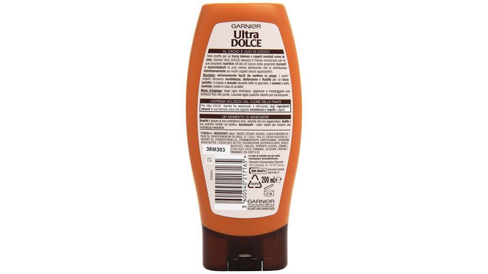 Garnier Ultra Dolce al Cacao e Olio di Cocco Balsamo per Capelli Lisci o da Lisciare