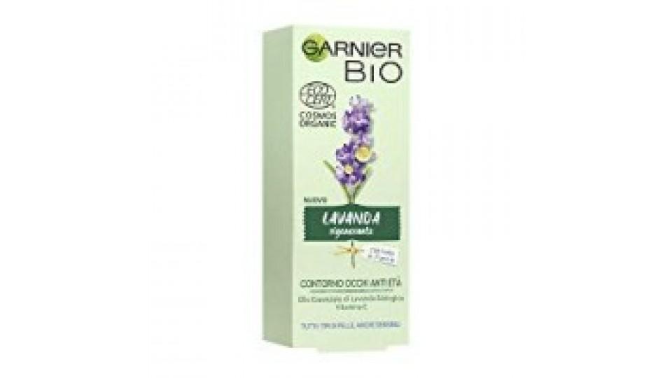 Garnier Bio Crema Contorno Occhi Idratante alla Lavanda, Formula Arricchita con Olio di Argan Biologico e Vitamina e Antiossidante