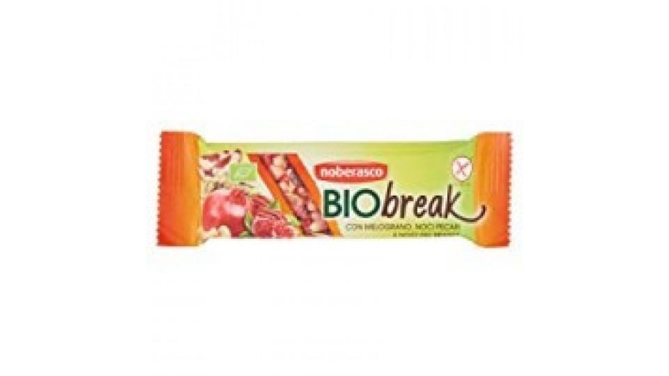 Noberasco Biobreak con Melograno Noci Pecan e del Brasile da 35g- Barrette con Frutta Essiccata, Frutta Secca e Semi, Biologica