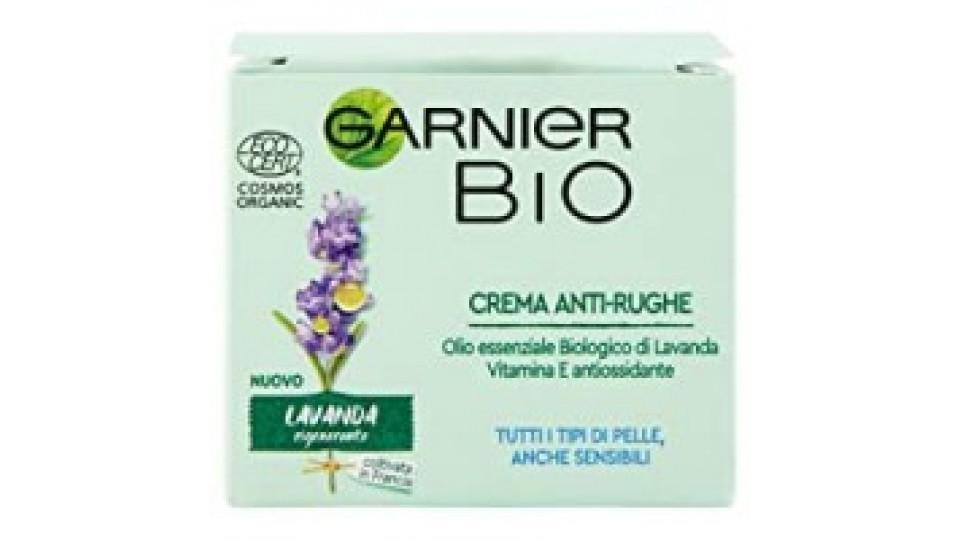 Garnier Bio Crema Viso Anti-Rughe Naturale Bio Lavanda Rigenerante, Crema Viso Anti-Età Anti-Rughe, Formula alla Lavanda, 50 ml, Confezione da 1