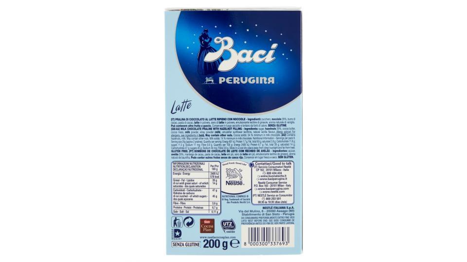 Baci Perugina Pralina di Cioccolato al Latte Ripieni, al Gianduia e Nocciola Intera