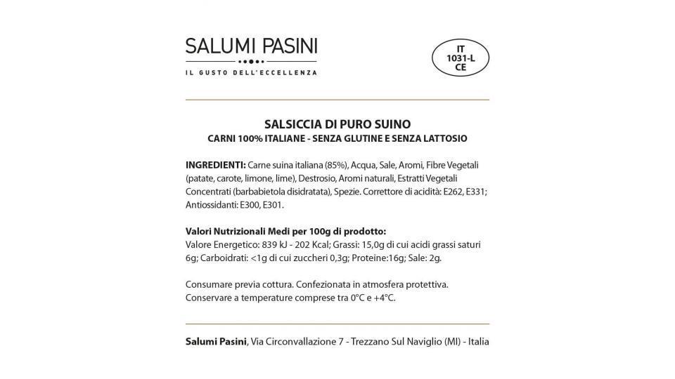 Salsiccia di Puro Suino i Classici