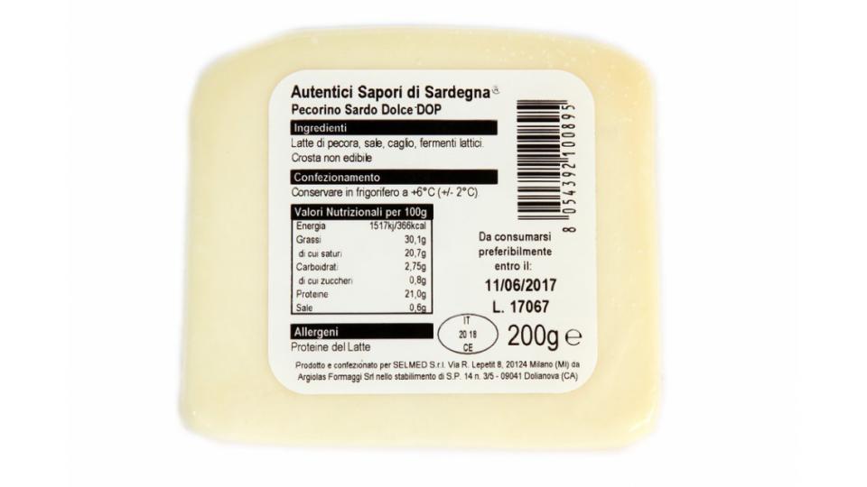 Autentici Sapori di Sardegna Pecorino Sardo Dolce DOP-