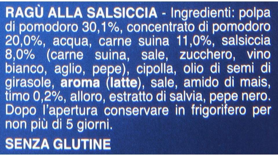 Barilla - Ragù alla Salsiccia, Ricetta Saporita, Carne Selezionata da Filiera Controllata, 2 Porzioni per Barattolo